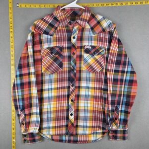 Topo Designs Shirt Mens M Twill Multicolor Plaid Flannel Long Sleeve Button